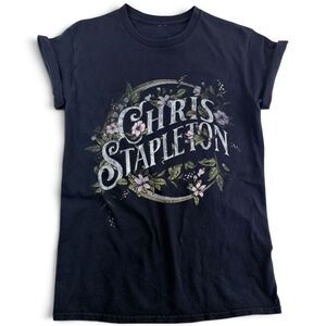 chris stapleton floral logo graphic band t shirt black country music tee medium